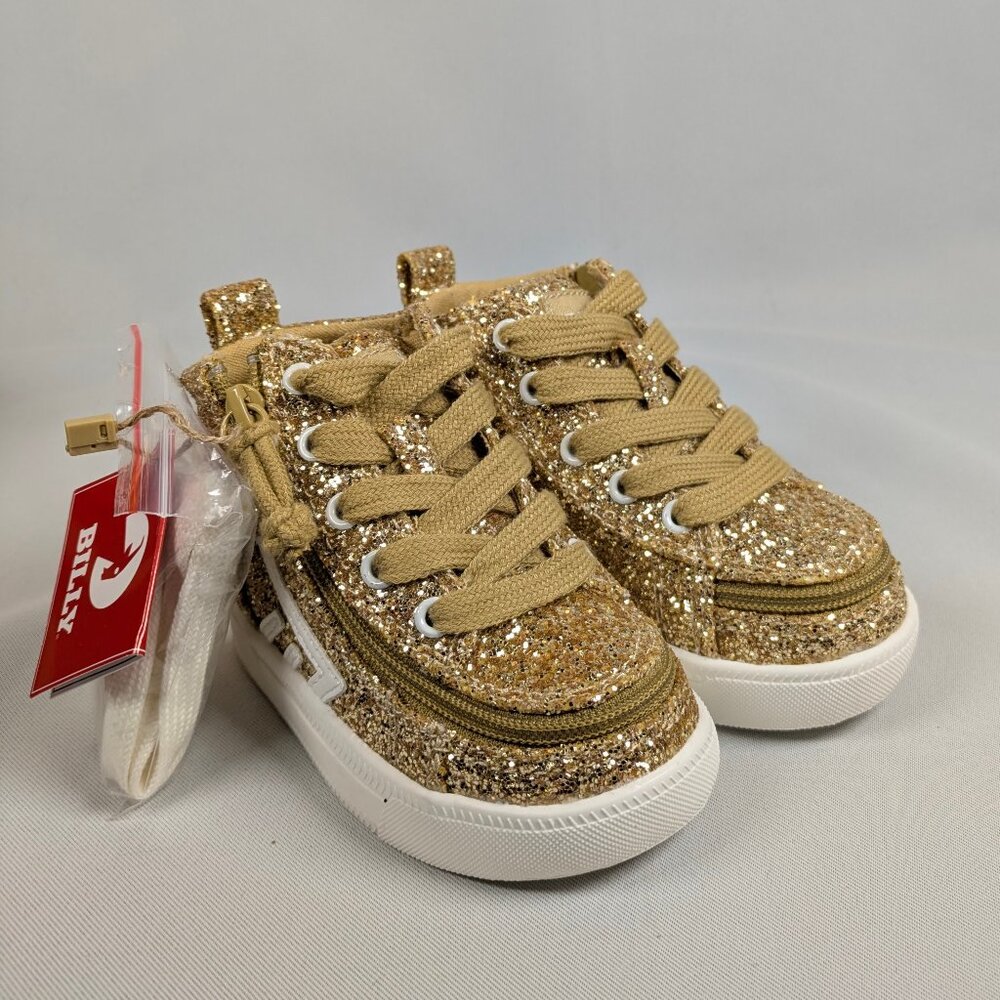 Kids' Glitter Gold Lace-Up Sneakers